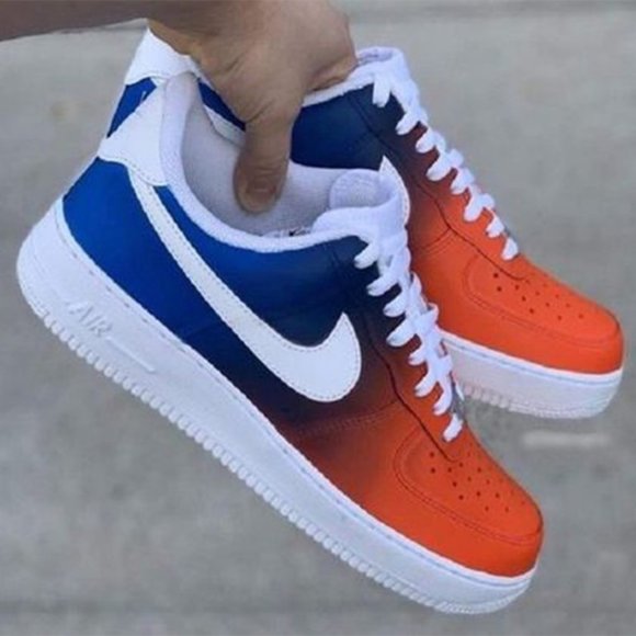 Custom Nike Air Force 1 Shoes Blue to Orange Gradient - Picture 1 of 1